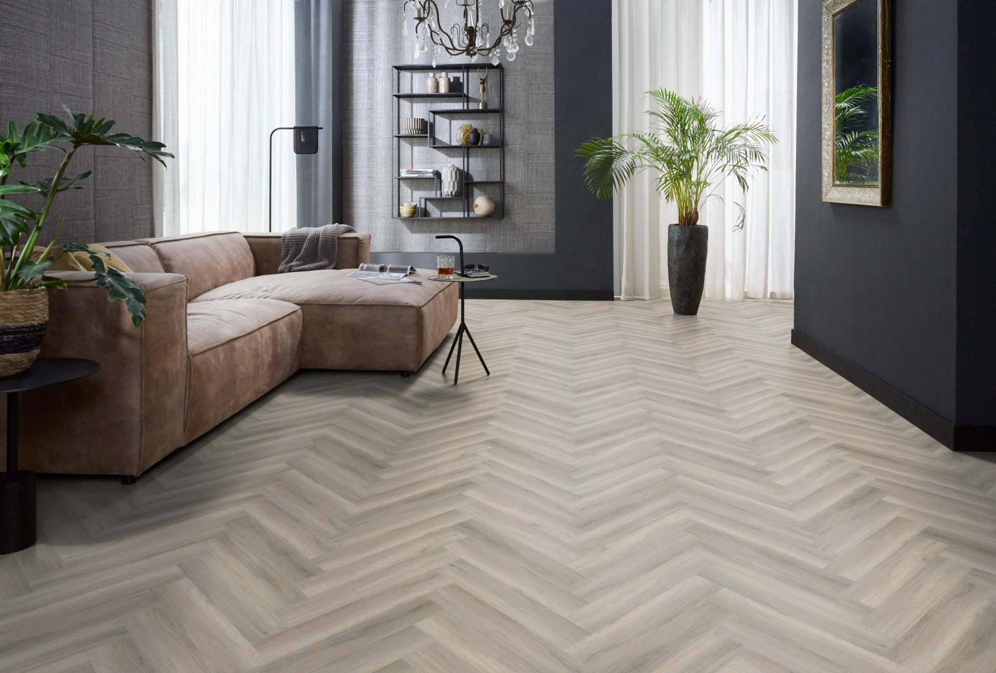 Floorlife Yup Herringbone Paddington Grey Dryback PVC - Solza.nl