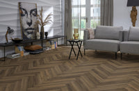 Floorlife Yup Herringbone Paddington Warm Brown Dryback PVC - Solza.nl