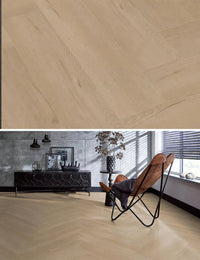 Floorlife Yup Leyton Herringbone Beige Dryback PVC - Solza.nl