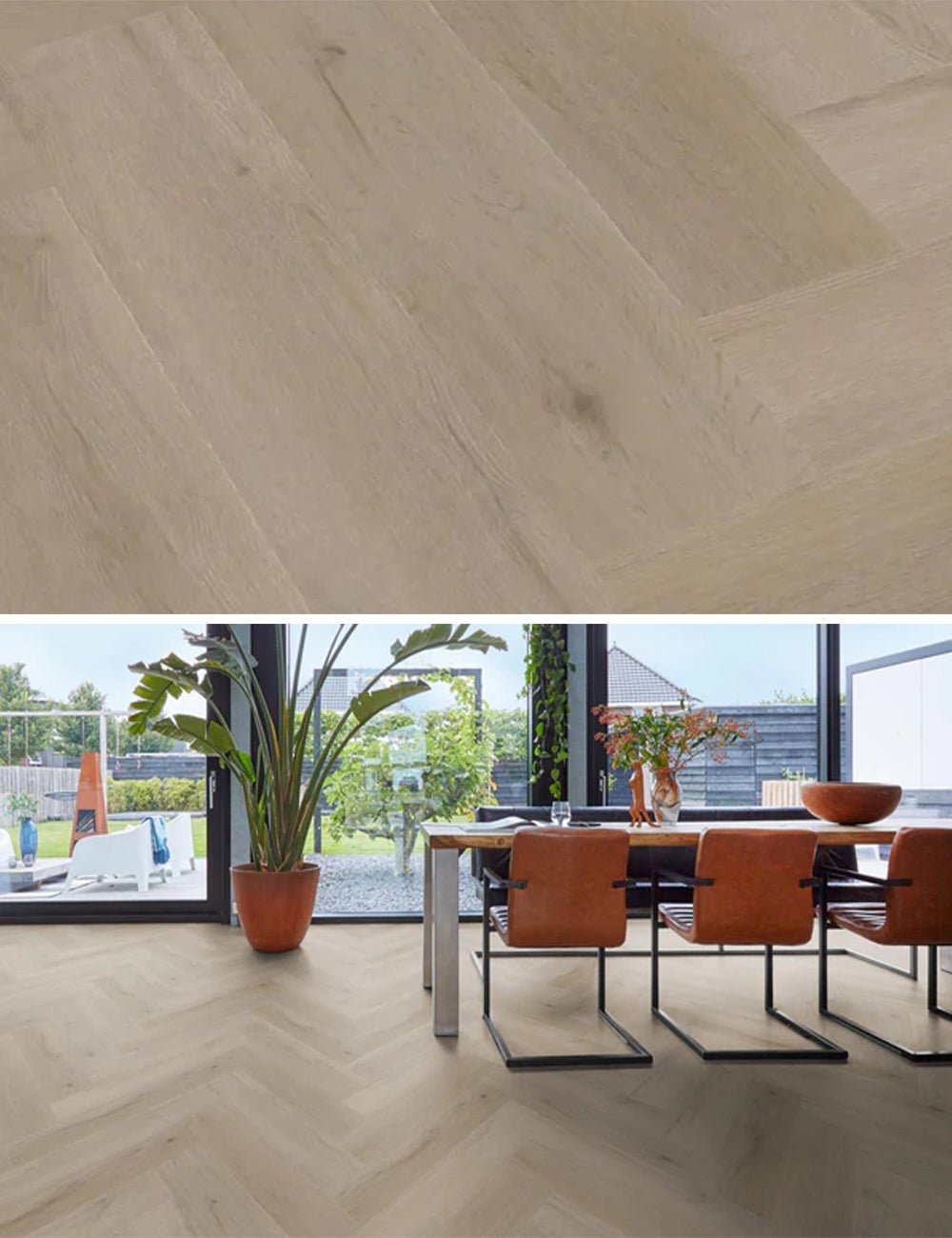 Floorlife Yup Leyton Herringbone Light Oak Dryback PVC - Noestarm visgraat - Solza.nl