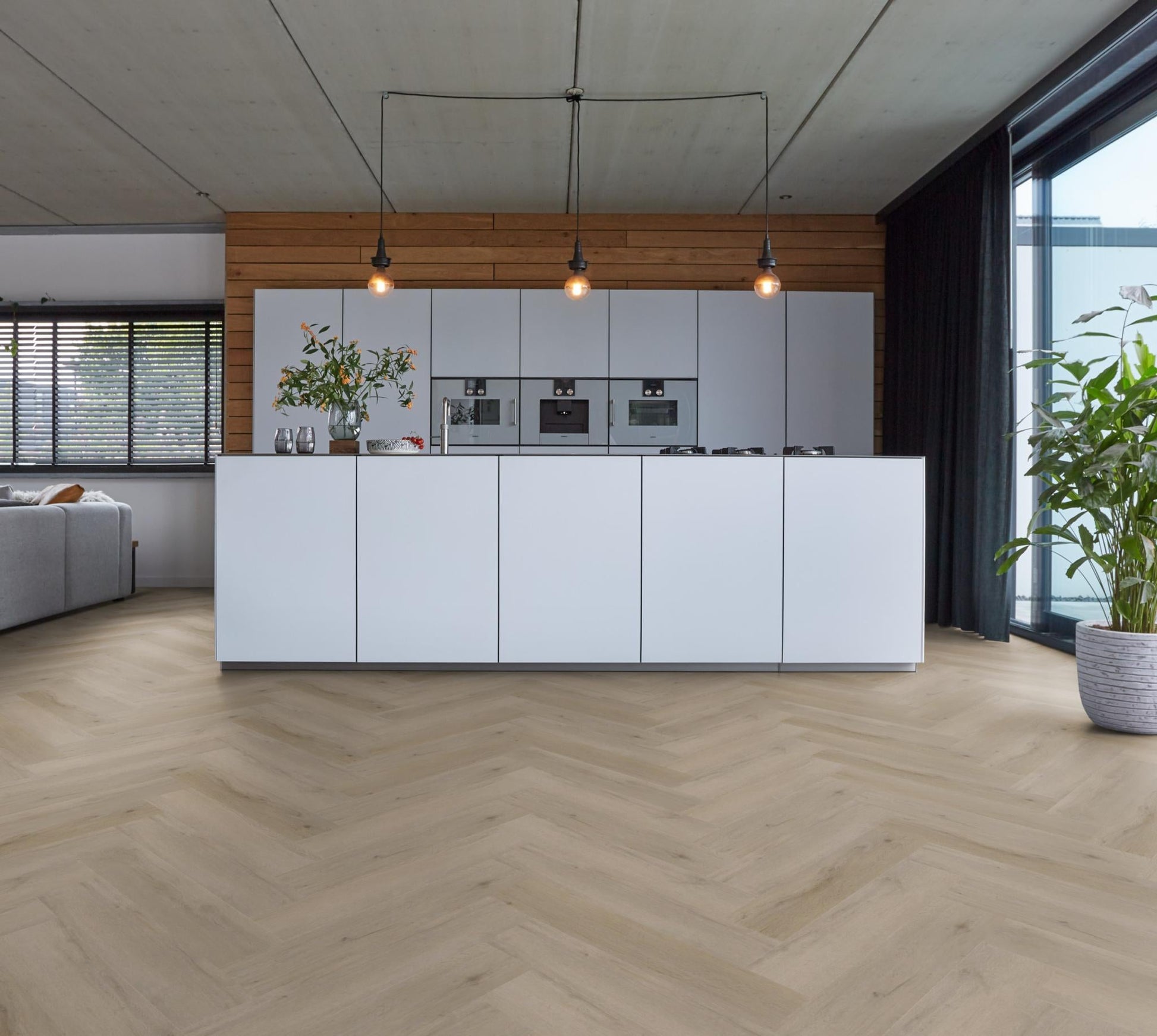 Floorlife Yup Leyton Herringbone Light Oak Dryback PVC - Noestarm visgraat - Solza.nl