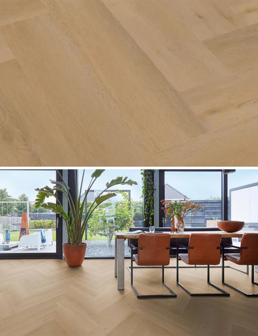 Floorlife Yup Leyton Herringbone Warm Oak Dryback PVC - Aspect chêne sans rouille - Solza.fr