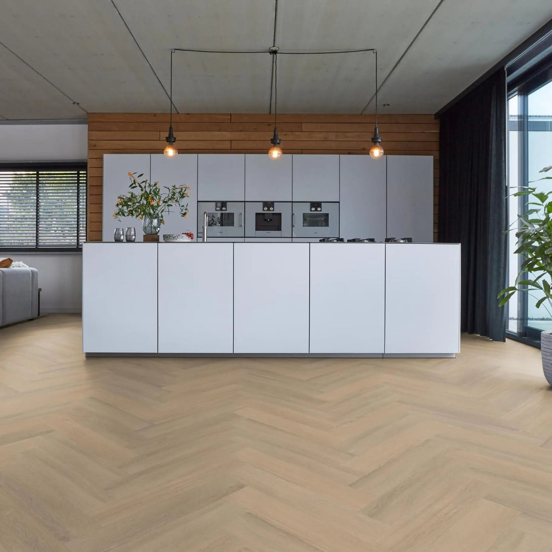 Floorlife YUP Sutton Herringbone Dryback Warm Beige 1504 Dryback PVC - Solza.nl