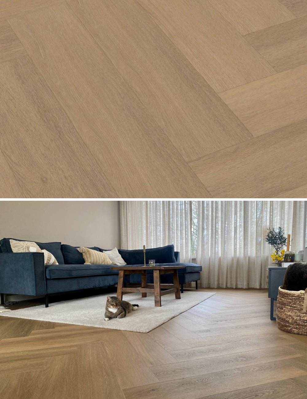 Floorlife YUP Sutton Herringbone Dryback Warm Natural 1503 Dryback PVC - Solza.nl