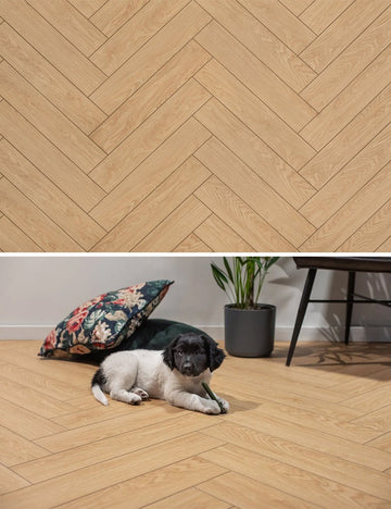 Laatste kans: Floer Visgraat Click PVC Eems Natuur Eiken met groef 3905