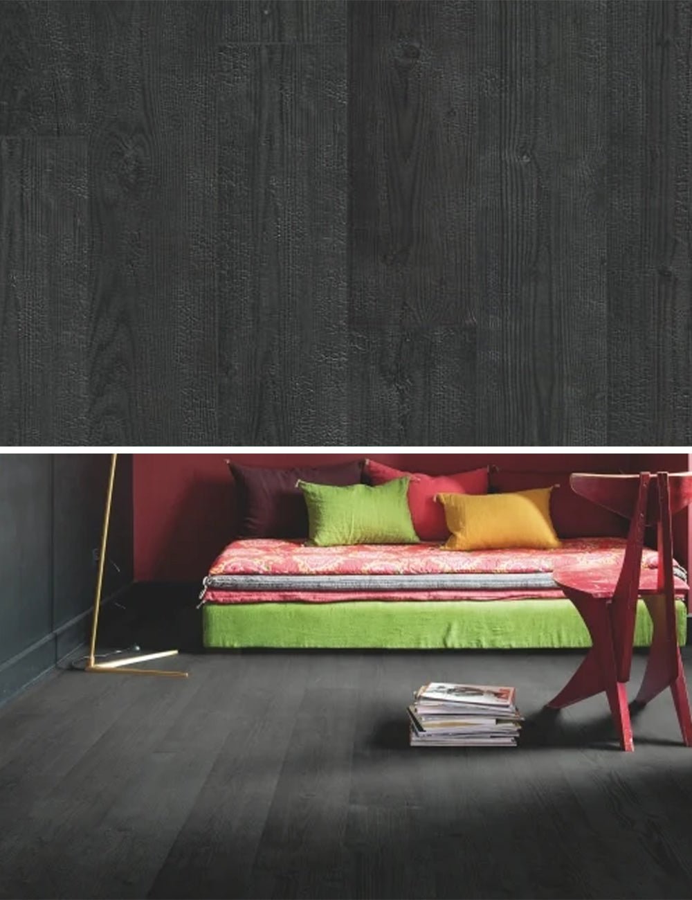 Quick-Step Impressive IM1862 - Gebrande planken - Zwart laminaat Shou Sugi Ban - Solza.nl