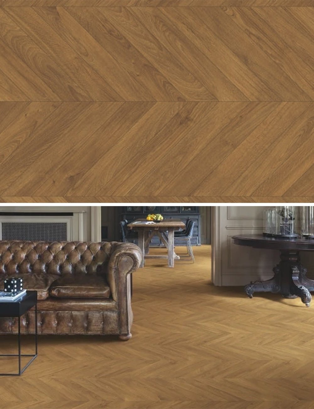 Quick-Step Impressive patterns IPA4162 - Chevron bruine eik - Hongaarse punt kasteelvloer - Solza.nl