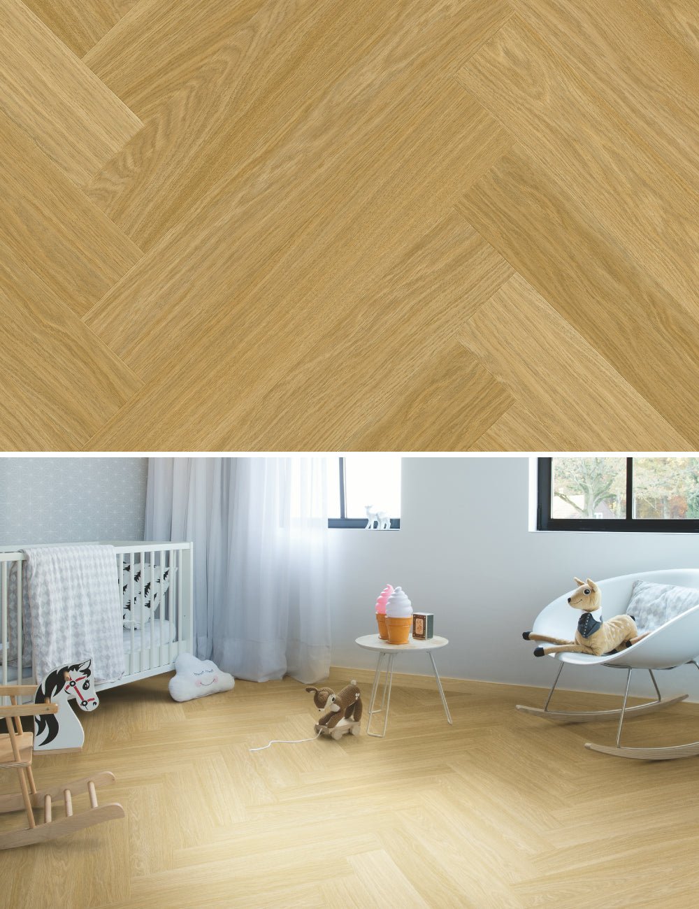 Quick-Step Pristine SGHBC20332 Serene oak medium natural - 74 x 12.9 cm herringbone - Solza.fr